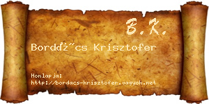 Bordács Krisztofer névjegykártya